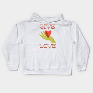 GIVE LOVE \\ Mid-century retro design Kids Hoodie